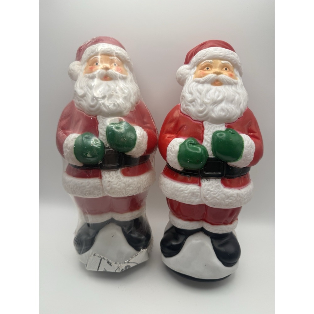 2‎ Vtg Empire Christmas Santa Claus Blow Mold Pathway Light Toppers 1995